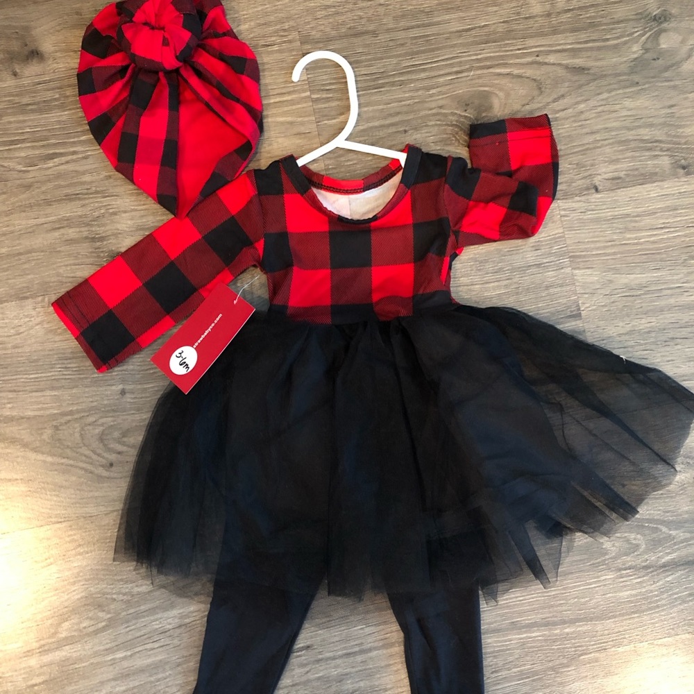 Baby Black & Red Checkered Dress with Frills